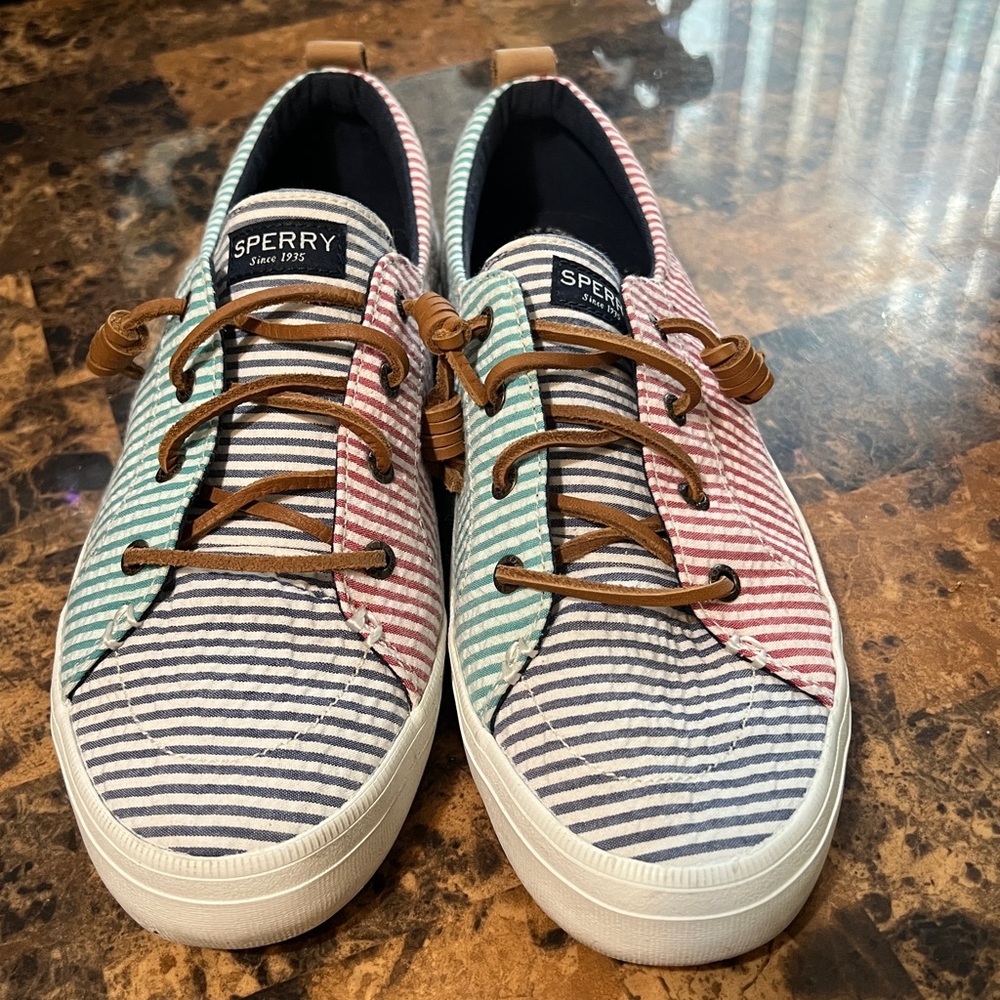Classic Sperry Multicolor Striped Boat Shoes